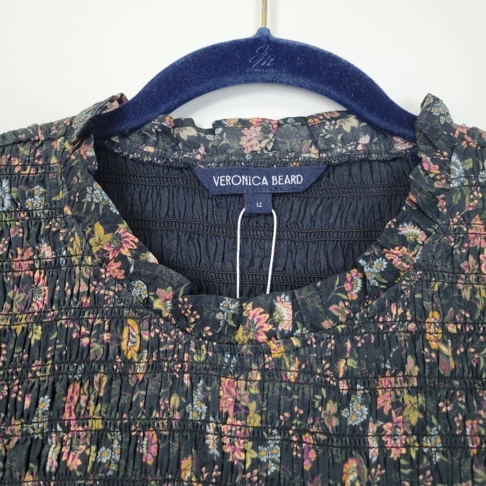 NWT Veronica Beard Farha Floral Smocked Ruffled Minidress Size 12 - Picture 12 of 15